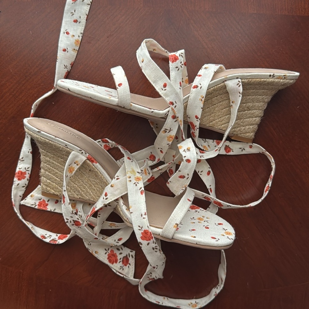 Reformation Alessa Lace Up Wedge Espadrille Veronica - Size 7.5
